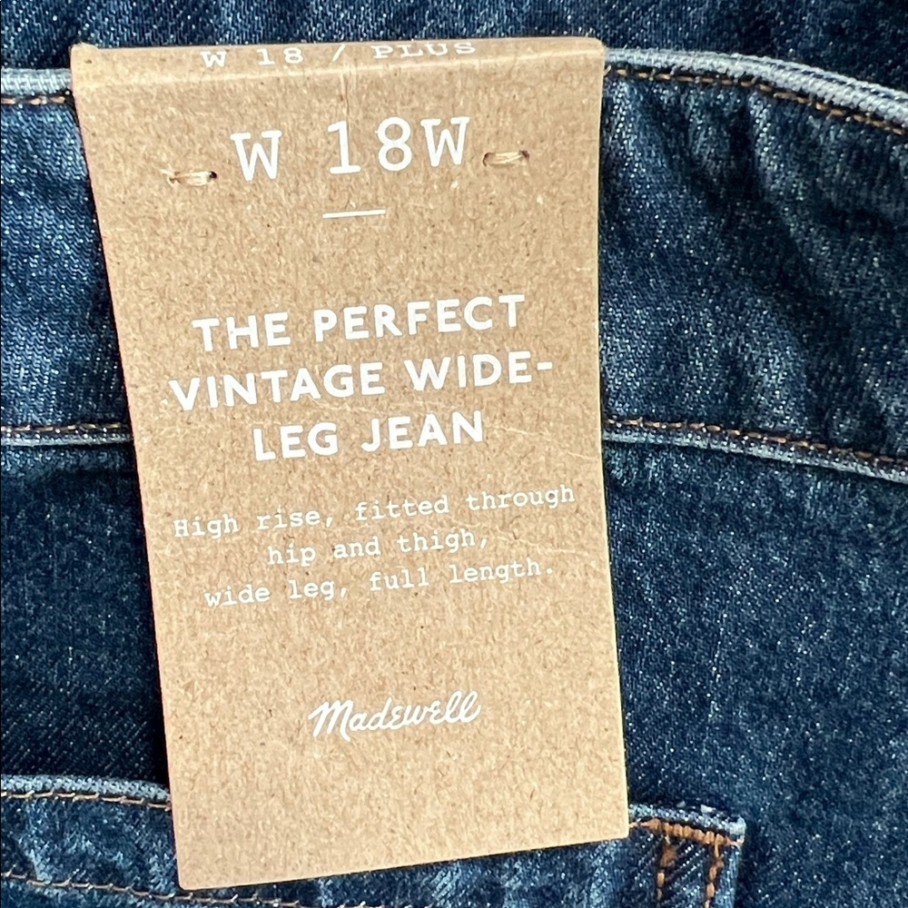 NWT Madewell The Perfect Vintage Wide Leg Jeans size 18W - Picture 4 of 10
